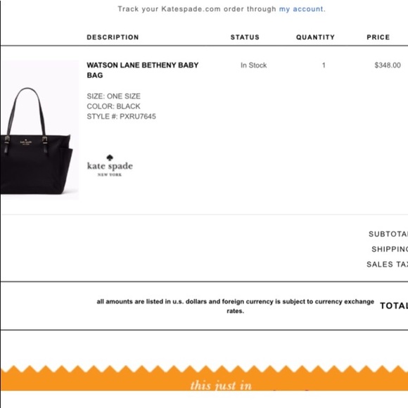 Kate Spade Diaper Bag - barely used - Picture 3 of 8